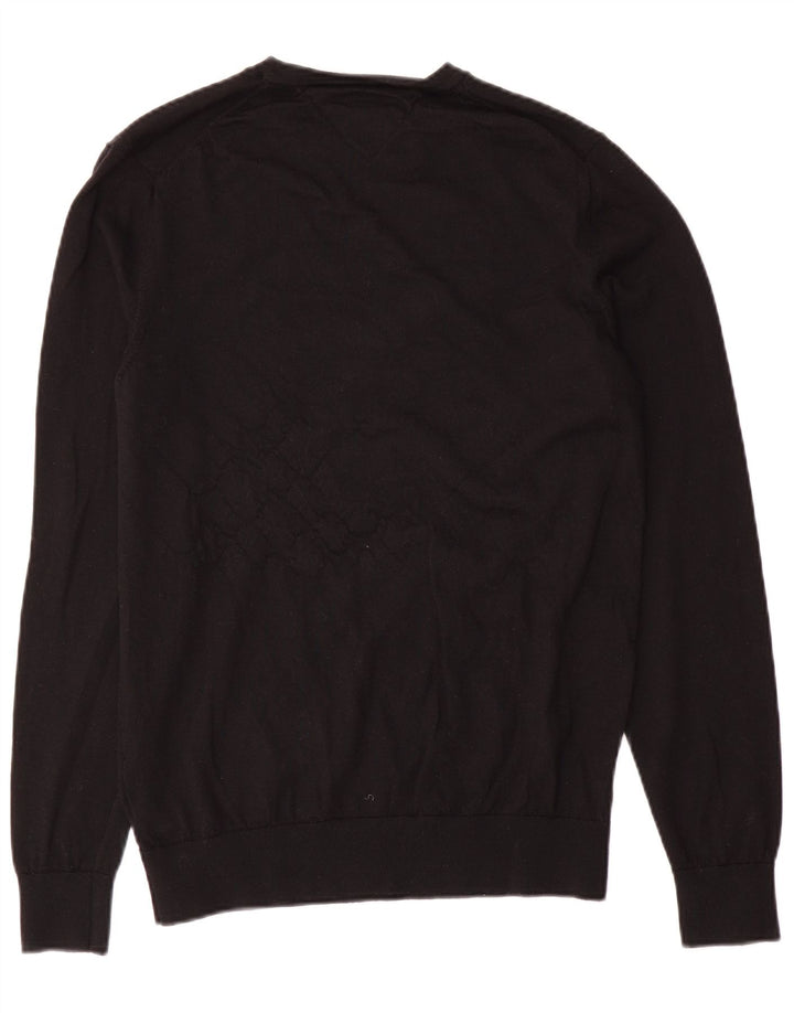 Tommy Hilfiger Mens Crew Neck Jumper Sweater Large Black Wool