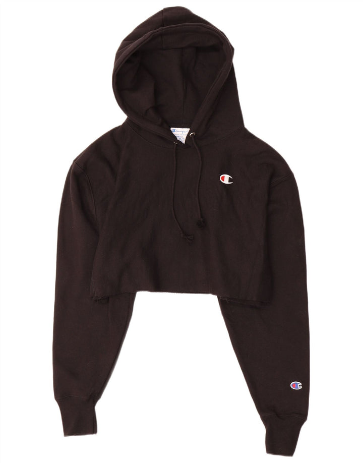 CHAMPION Womens Reverse Weave Oversized Hoodie Jumper UK 10 Small Black