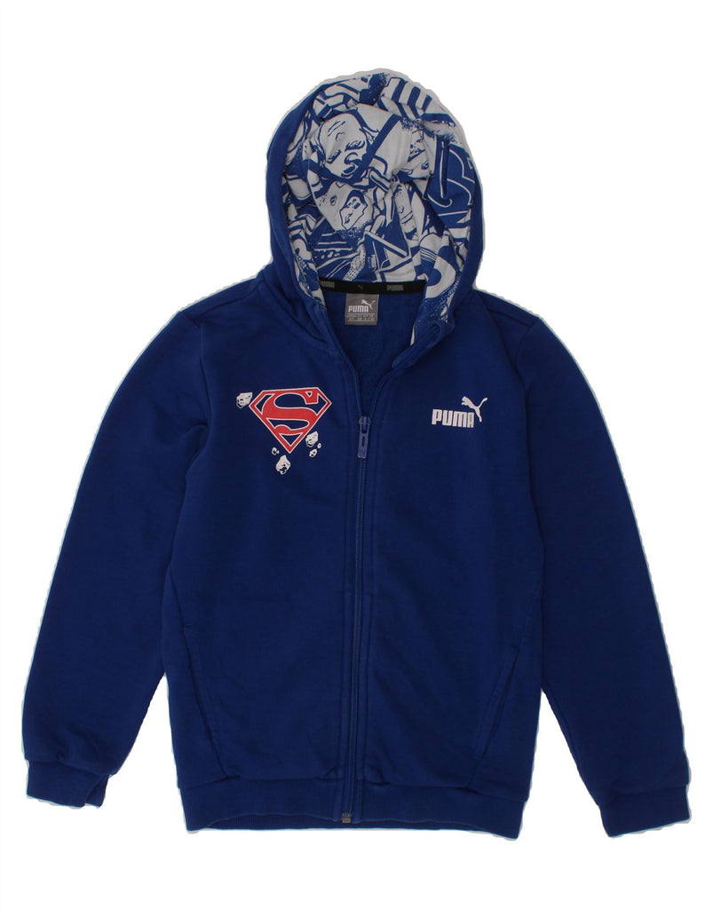 PUMA Boys Superman Graphic Zip Hoodie Sweater 7-8 Years Small Blue Cotton Vintage Puma and Second-Hand Puma from Messina Hembry 