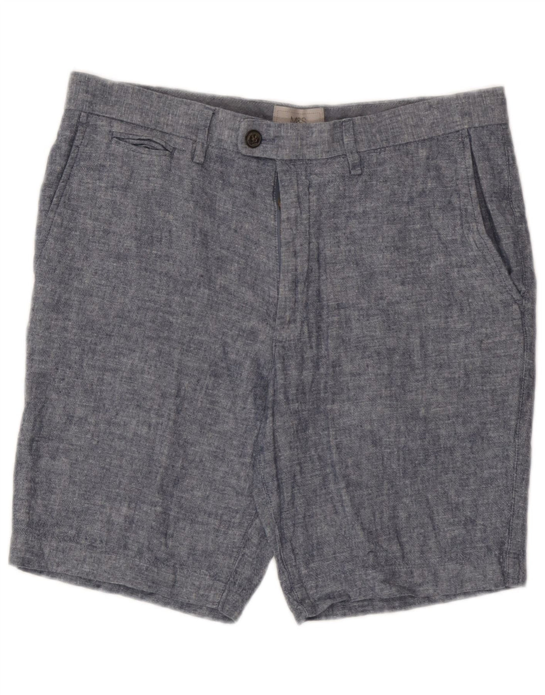 Marks & Spencer Mens Chino Shorts W32 Medium Blue Linen