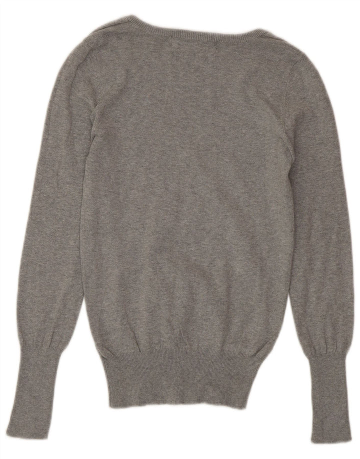 Zara Womens V-Neck Jumper Sweater Small Grey