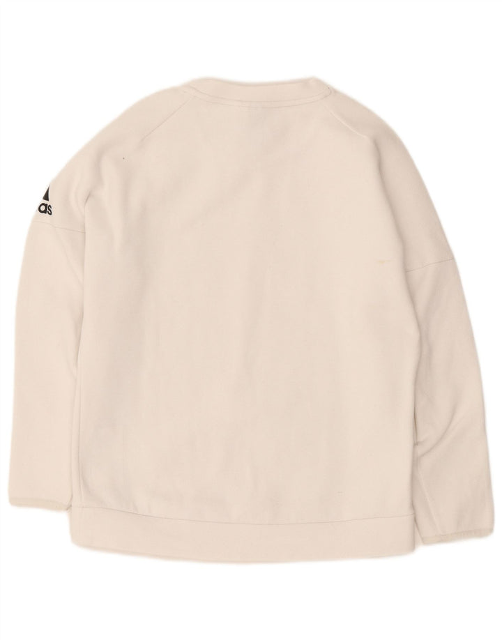 Adidas Womens Graphic Sweatshirt Jumper UK 12/14 Medium White Cotton