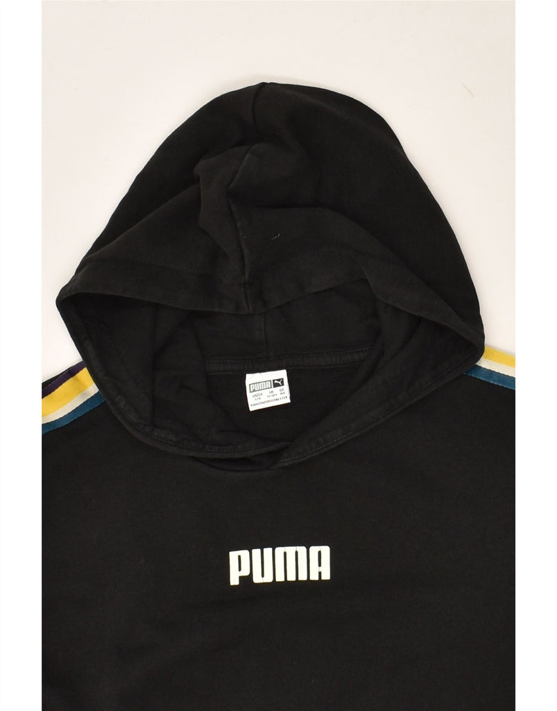 PUMA Boys Graphic Hoodie Jumper 11-12 Years Black Cotton | Vintage Puma | Thrift | Second-Hand Puma | Used Clothing | Messina Hembry 