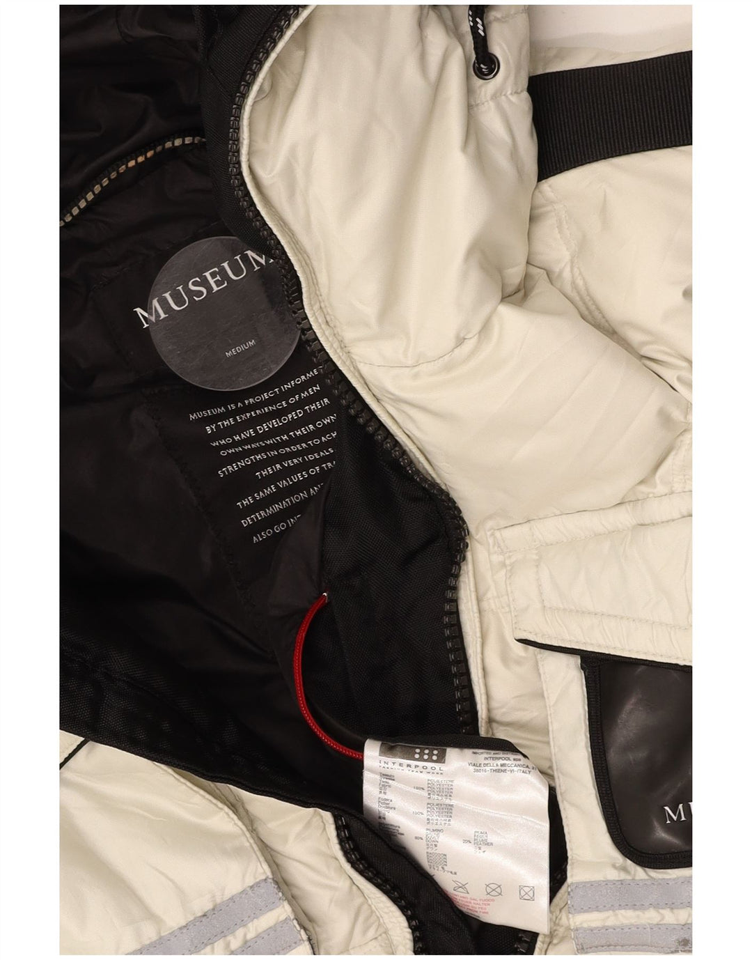 MUSEUM Womens Hooded Padded Jacket UK 14 Medium Off White Polyester