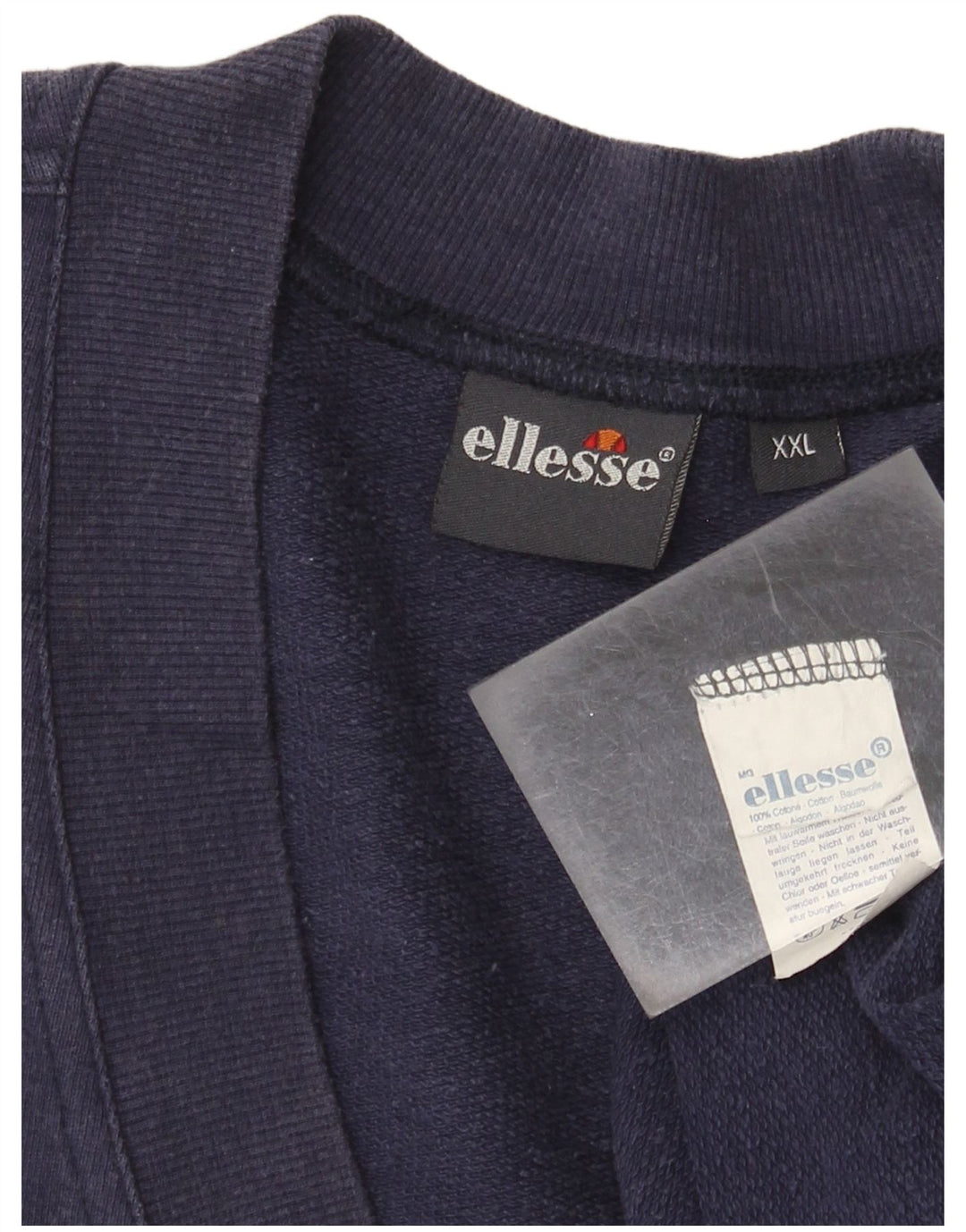 Ellesse Mens Sleeveless Sweatshirt Jumper 2XL Navy Blue Cotton