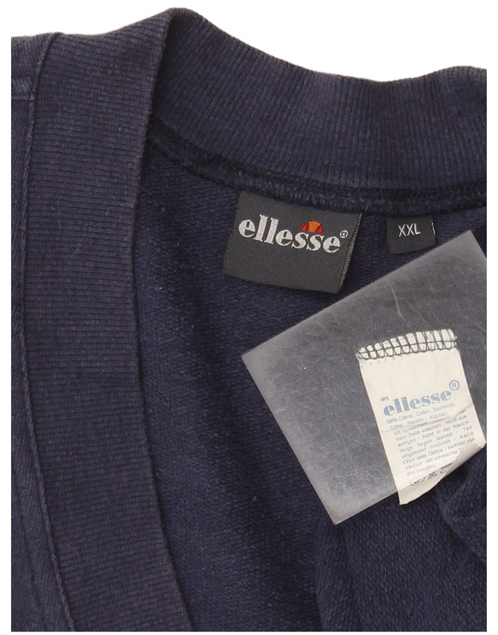 Ellesse Mens Sleeveless Sweatshirt Jumper 2XL Navy Blue Cotton