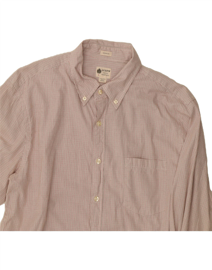 J. CREW Mens Tailored Fit Shirt Large Beige Check Cotton Vintage J. Crew and Second-Hand J. Crew from Messina Hembry 