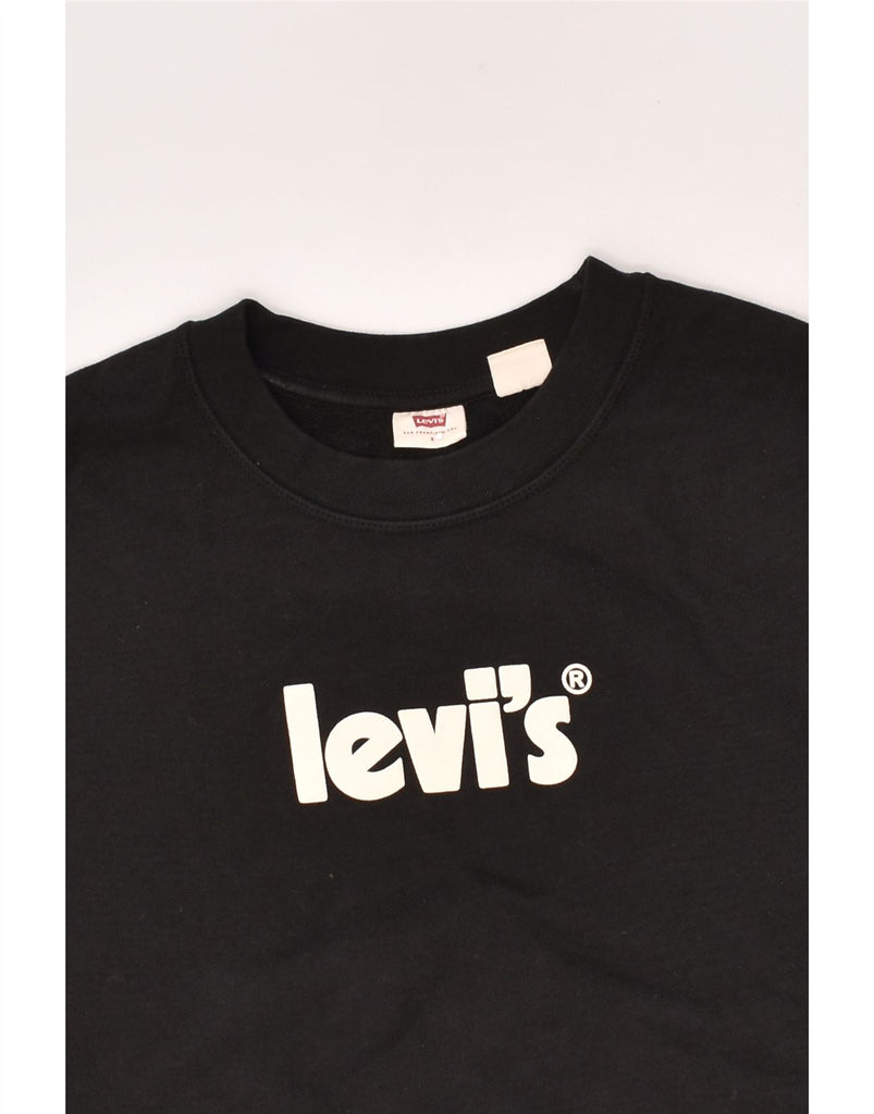 LEVI'S Womens Graphic Sweatshirt Jumper UK 10 Small Black Cotton | Vintage Levi's | Thrift | Second-Hand Levi's | Used Clothing | Messina Hembry 