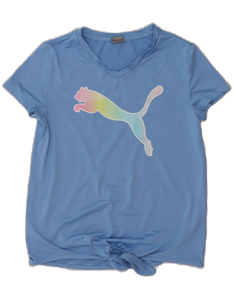 PUMA Girls Graphic T-Shirt Top 14-15 Years XL Blue Polyester Vintage Puma and Second-Hand Puma from Messina Hembry 