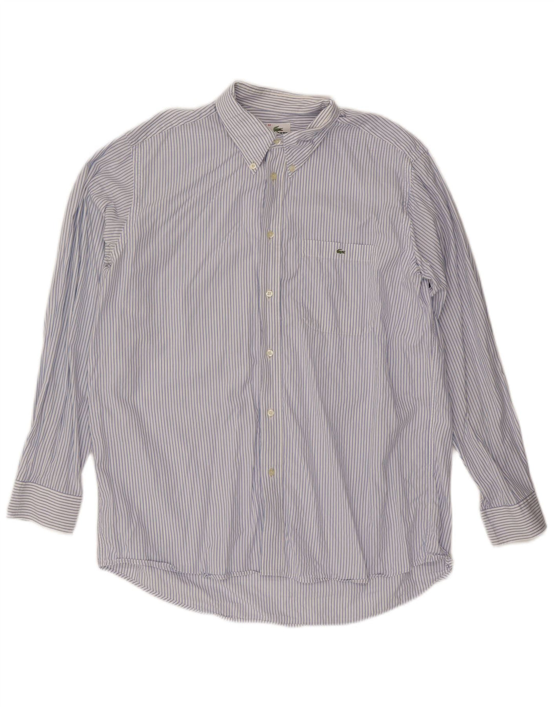 LACOSTE Mens Shirt Size 42 Large Blue Pinstripe Cotton