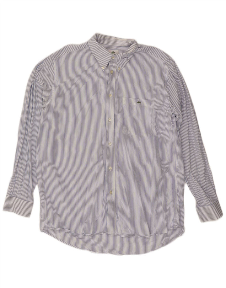 LACOSTE Mens Shirt Size 42 Large Blue Pinstripe Cotton