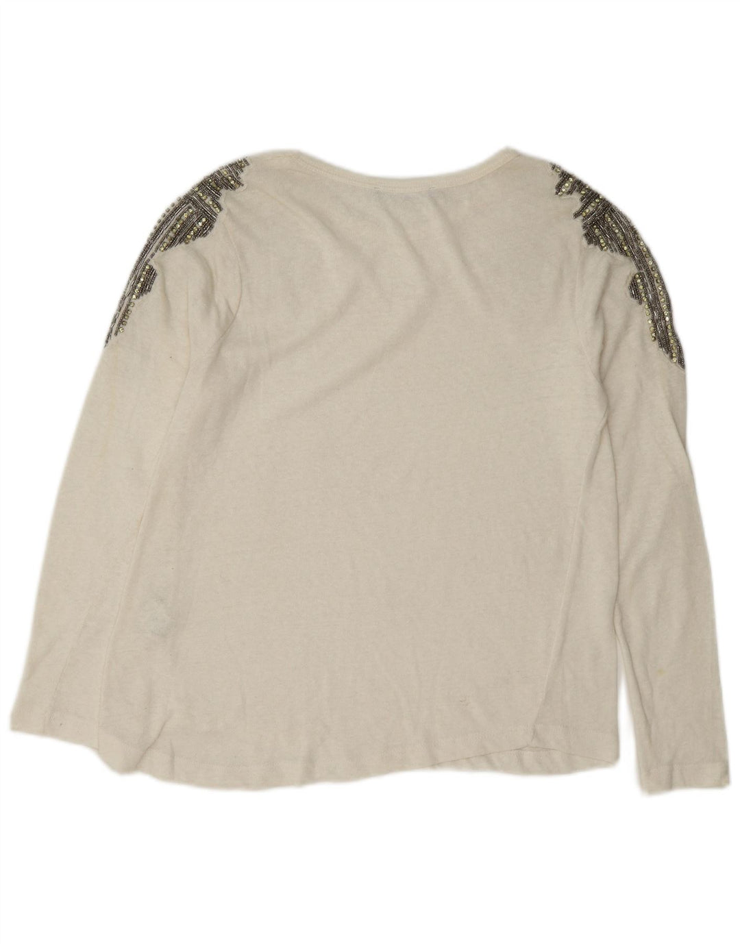 Zara Womens Top Long Sleeve UK 10 Small White Cotton