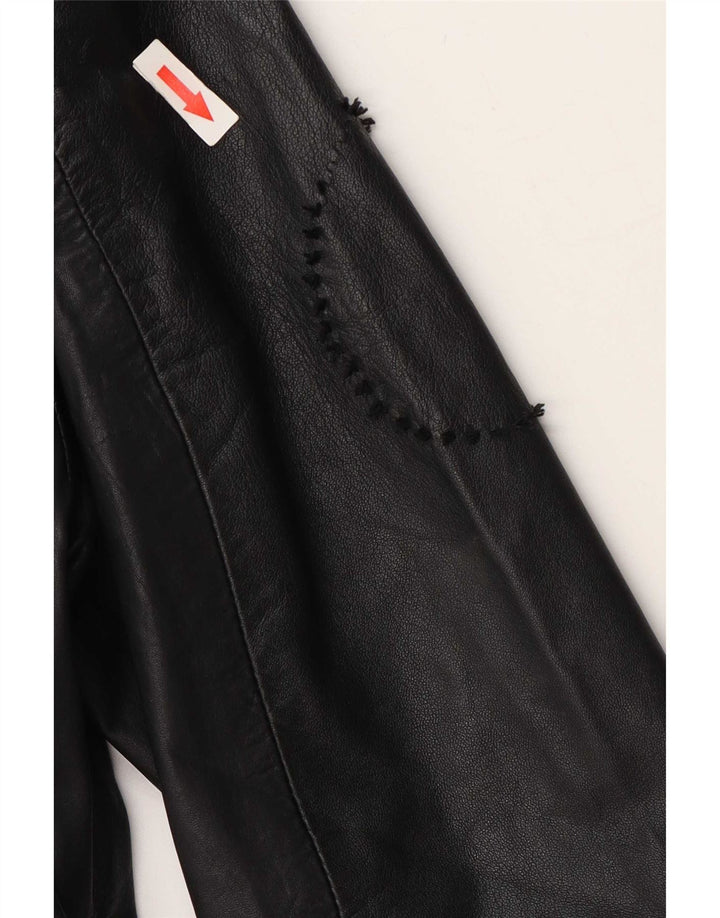Superdry Womens Military Leather Jacket UK 10 Small Black
