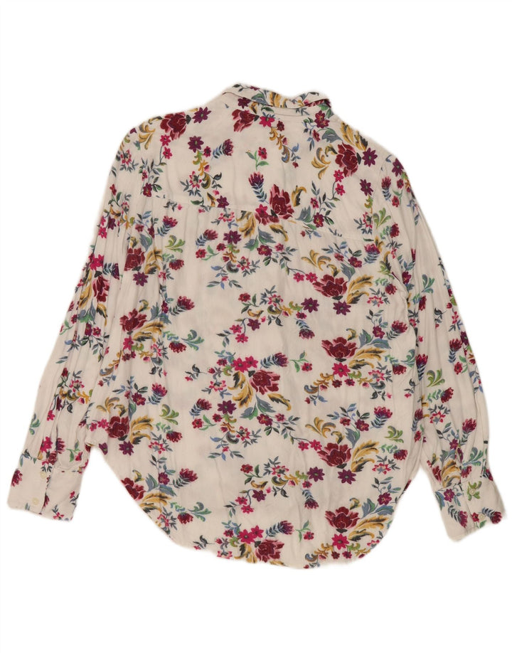 Marks & Spencer Womens Shirt UK 12 Medium White Floral Viscose