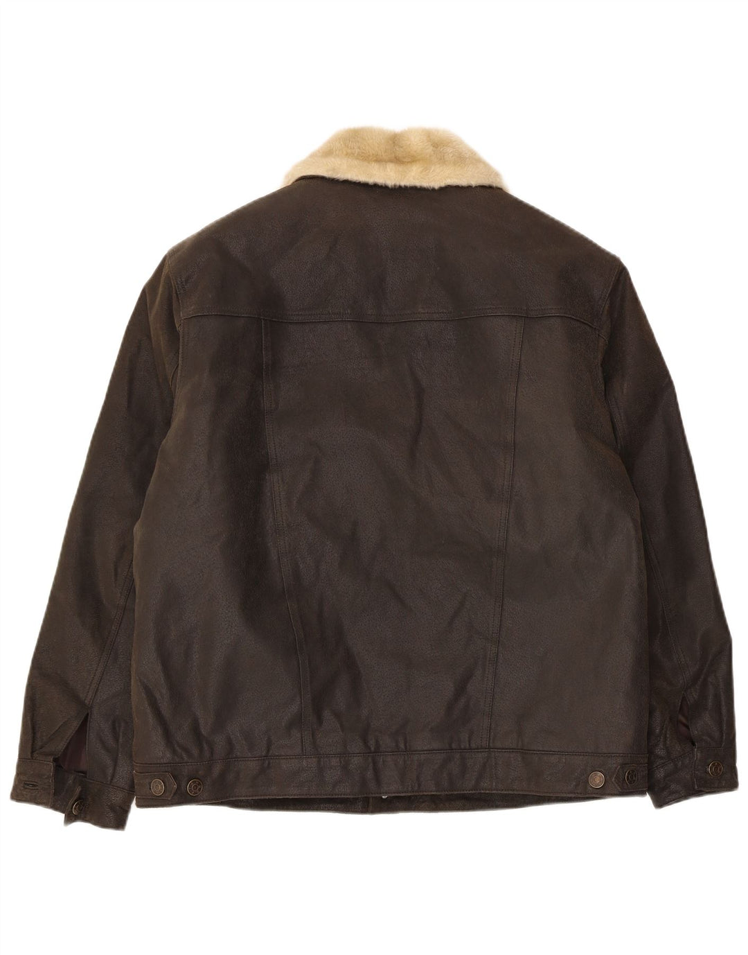 Vintage Mens Sherpa Leather Jacket UK 38 Medium Brown Leather
