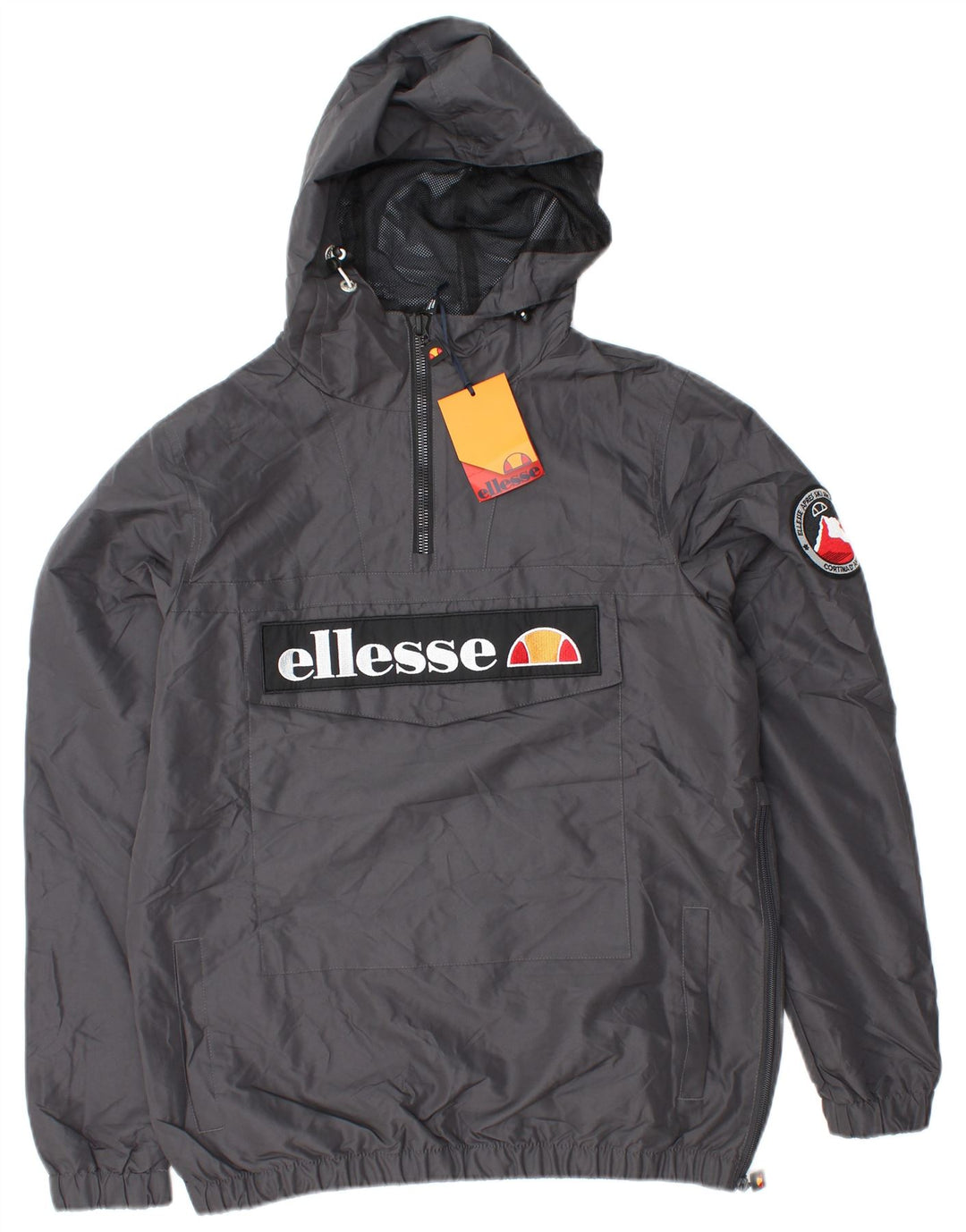 ELLESSE Mens Pullover Hooded Rain Jacket UK 36 Small Grey