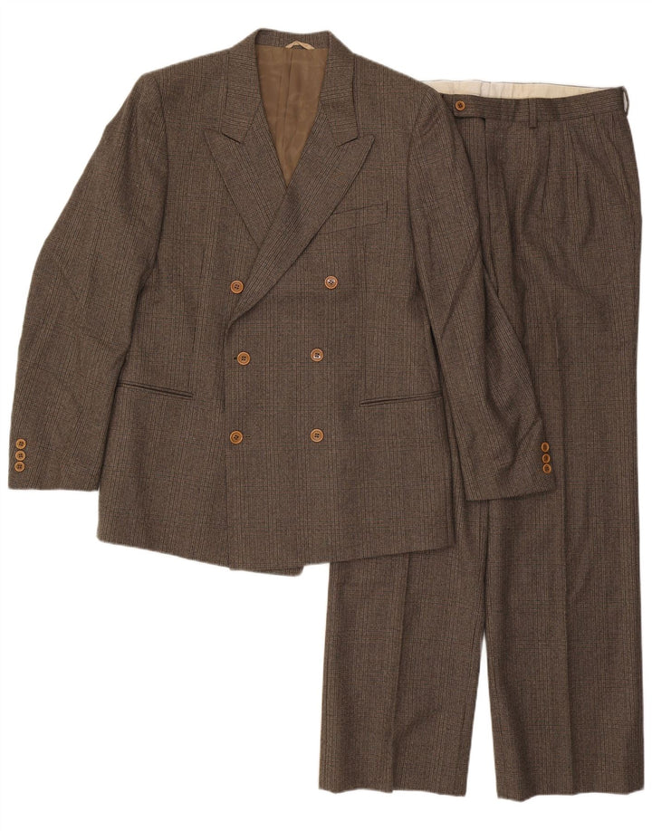 Vintage Mens 2 Piece Suit IT 50 Large W32 L32 Brown Check Wool