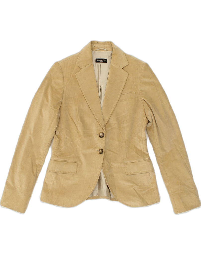 MASSIMO DUTTI Womens 2 Button Blazer Jacket IT 42 Medium Beige Cotton | Vintage Massimo Dutti | Thrift | Second-Hand Massimo Dutti | Used Clothing | Messina Hembry 