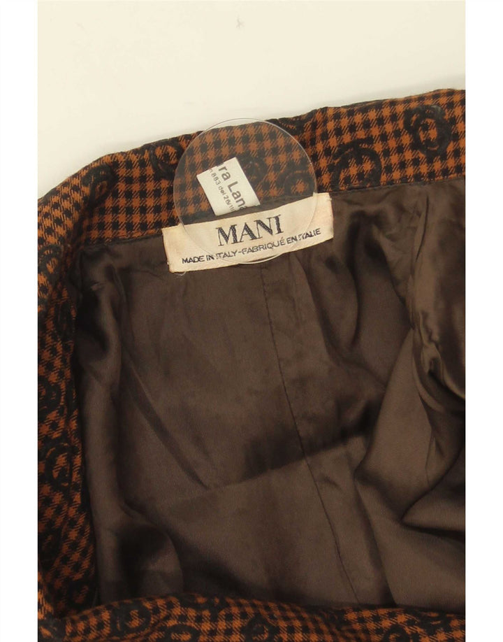 MANI Womens 2 Button Blazer Jacket IT 42 Medium Brown Gingham Wool