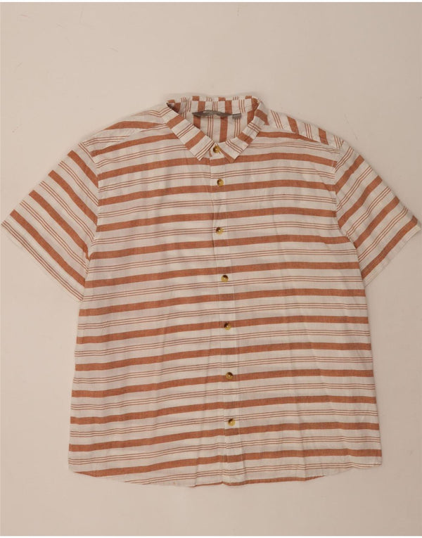 Mountain Warehouse Mens Short Sleeve Shirt 3XL White Striped Cotton