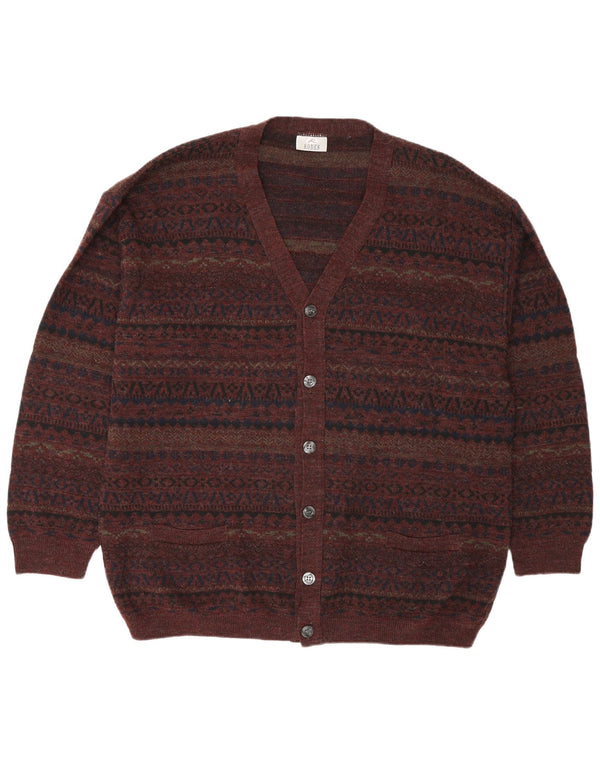 Rodes Mens Cardigan Sweater 2XL Brown Geometric Wool