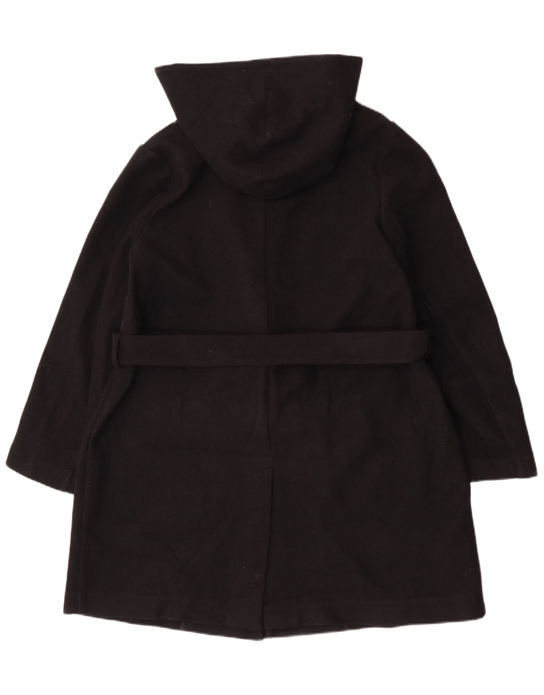 Marks & Spencer Womens Hooded Front Tie Overcoat UK 18 XL Black Polyester