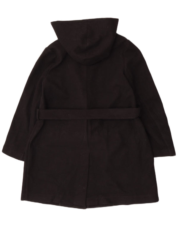 Marks & Spencer Womens Hooded Front Tie Overcoat UK 18 XL Black Polyester