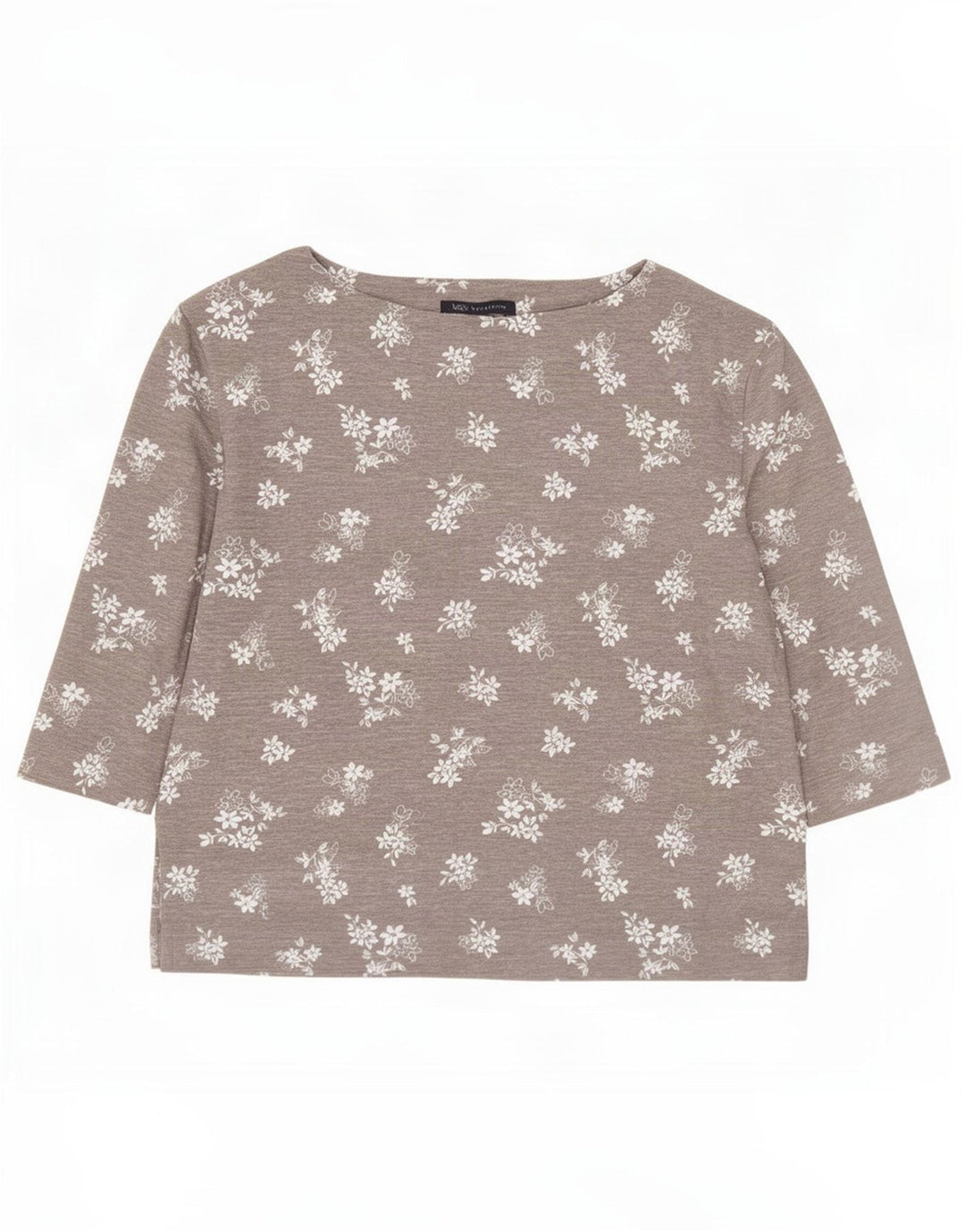 Marks & Spencer Womens Oversized Top 3/4 Sleeve UK 8 Small Grey Floral