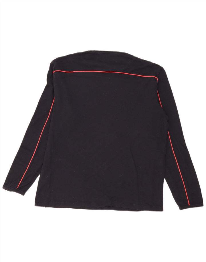 French Connection Mens Top Long Sleeve Medium Black Striped Cotton