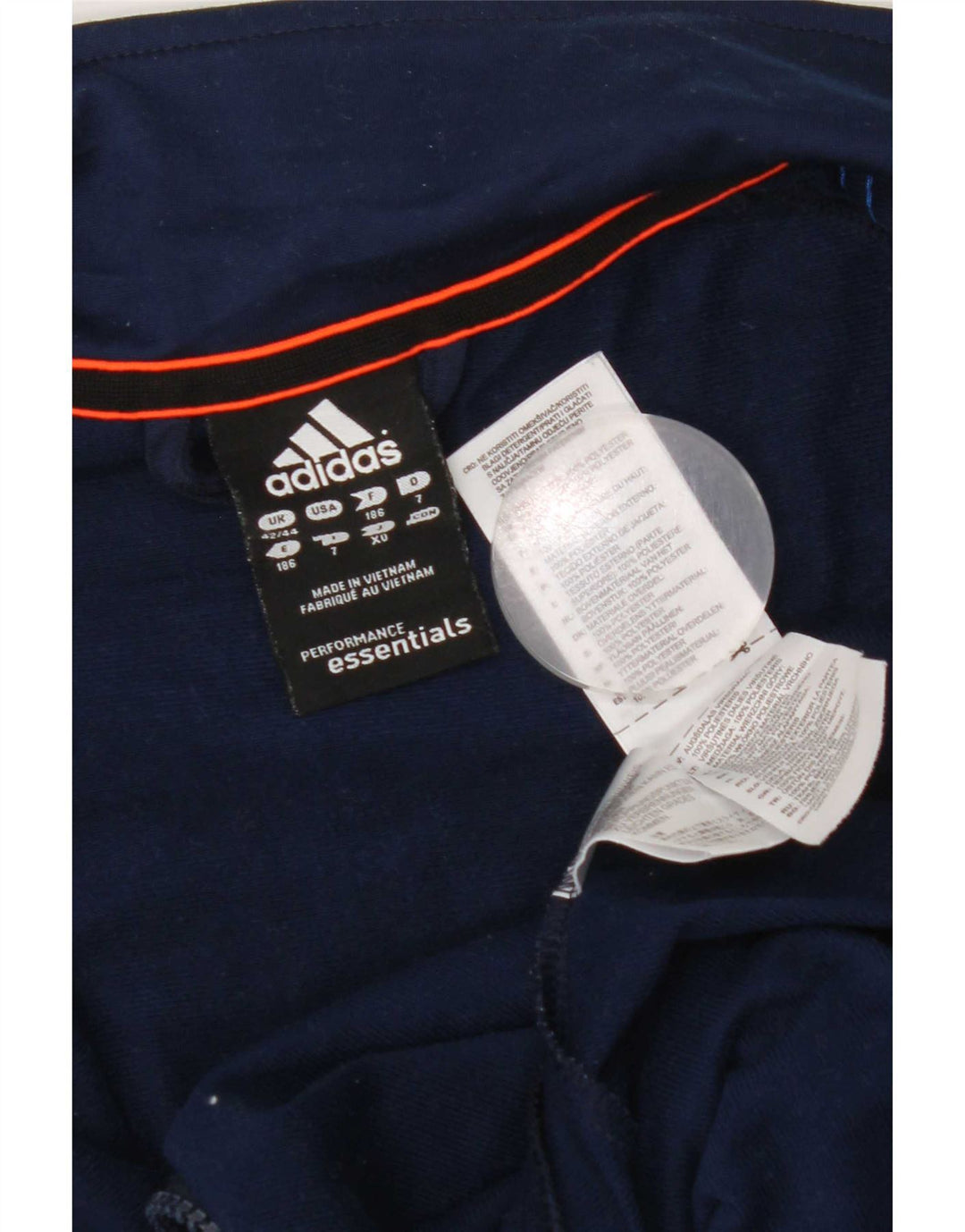 Adidas Mens Tracksuit Top Jacket UK 42/44 Large Navy Blue Polyester