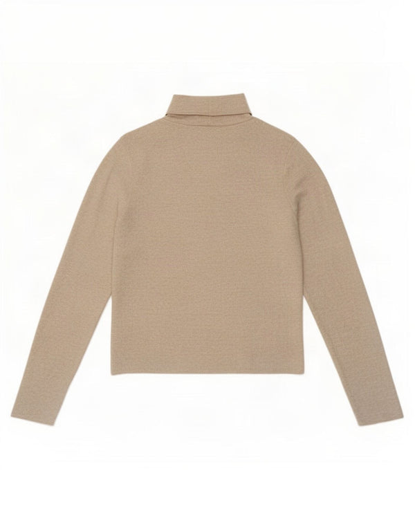 Zara Womens Top Long Sleeve UK 14 Large Beige Flecked Polyester