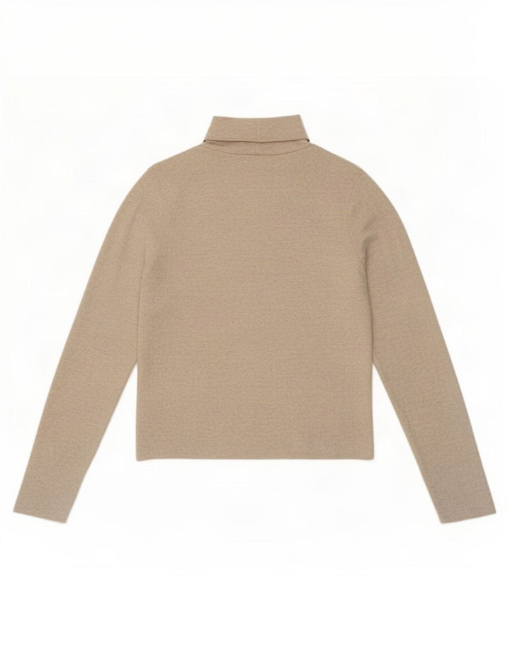 Zara Womens Top Long Sleeve UK 14 Large Beige Flecked Polyester