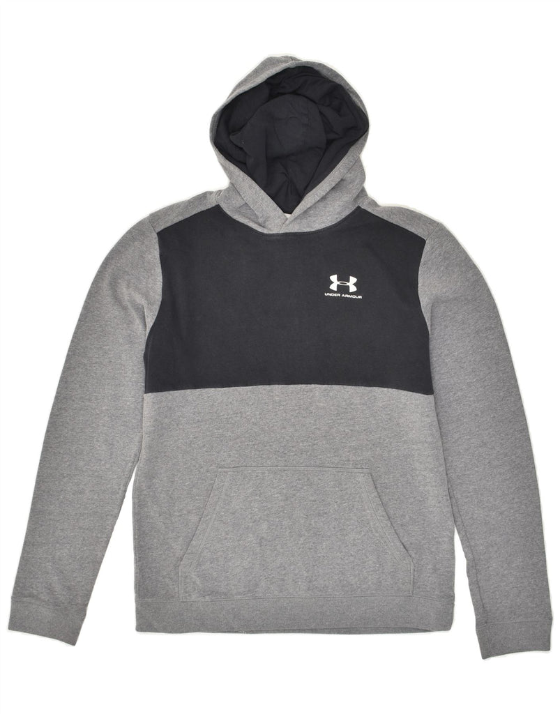 UNDER ARMOUR Boys Cold Gear Hoodie Jumper 15-16 Years Grey Colourblock | Vintage Under Armour | Thrift | Second-Hand Under Armour | Used Clothing | Messina Hembry 