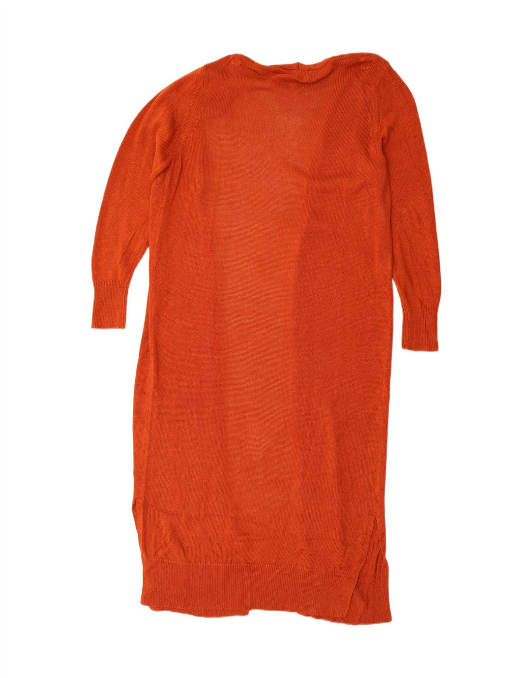 Zara Womens Longline Open Cardigan Sweater UK 14 Medium Orange Viscose