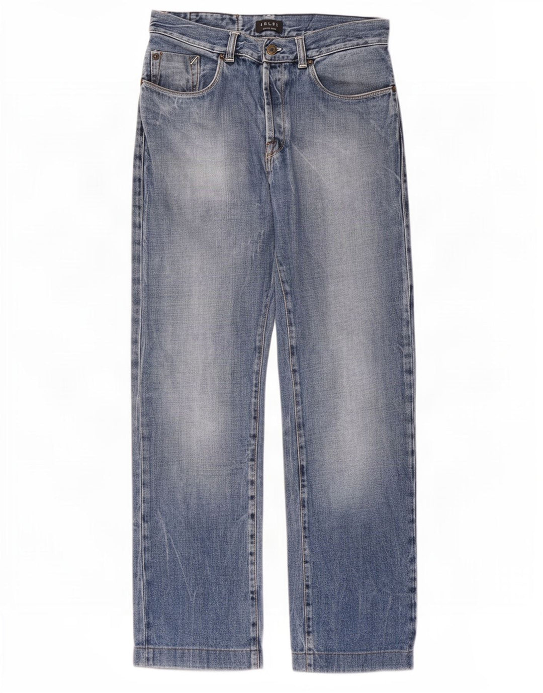 Belfe Mens Straight Jeans W33 L28 Blue Cotton