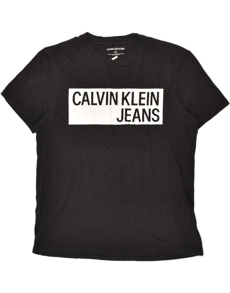 CALVIN KLEIN Mens Graphic T-Shirt Top Large Black Cotton | Vintage Calvin Klein | Thrift | Second-Hand Calvin Klein | Used Clothing | Messina Hembry 