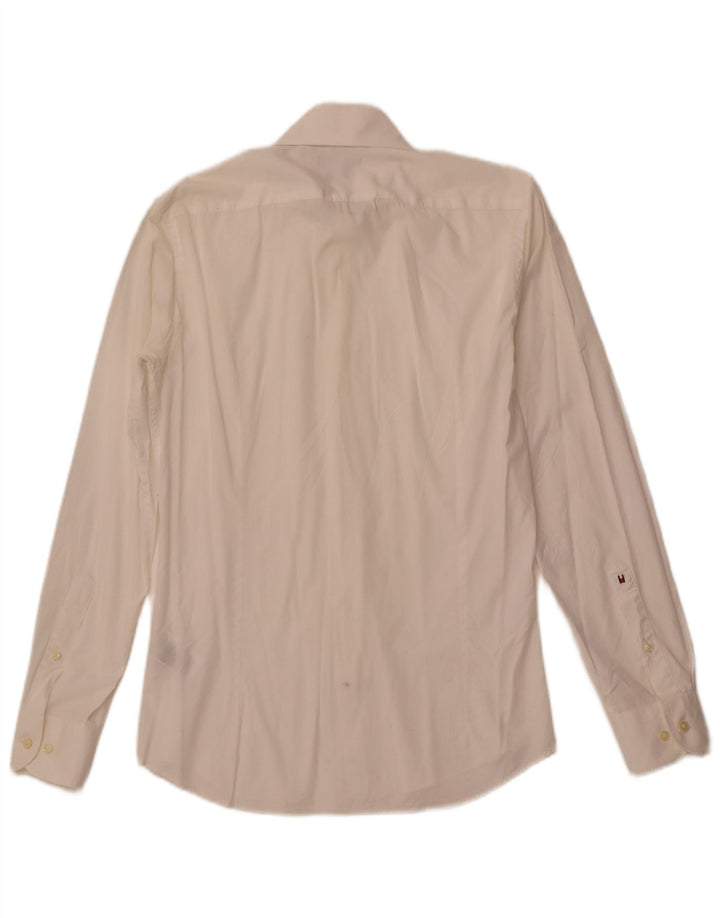 Tommy Hilfiger Mens Tailored Shirt Size 37 14 1/2 Small Off White Cotton