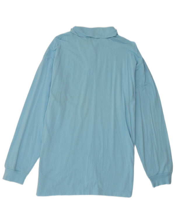 Conte of Florence Mens Long Sleeve Polo Shirt XL Blue Cotton