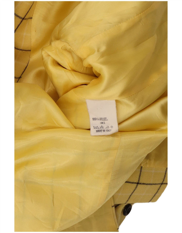 Oliver By Valentino Womens 3 Button Blazer Jacket IT 46 Large Yellow Check