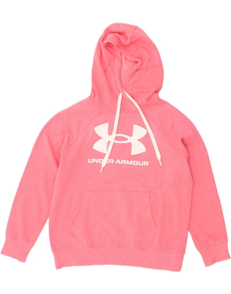 UNDER ARMOUR Womens Graphic Hoodie Jumper UK 10 Small Pink Cotton | Vintage Under Armour | Thrift | Second-Hand Under Armour | Used Clothing | Messina Hembry 