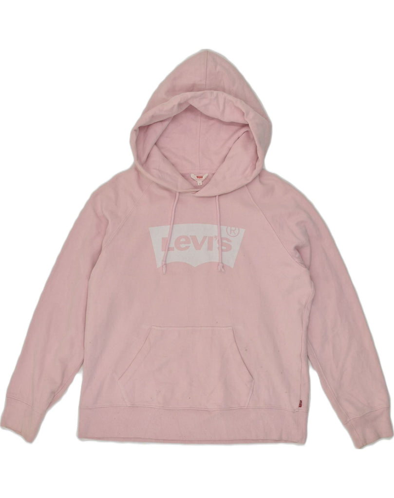 LEVI'S Womens Graphic Hoodie Jumper UK 14 Medium Pink Cotton | Vintage Levi's | Thrift | Second-Hand Levi's | Used Clothing | Messina Hembry 