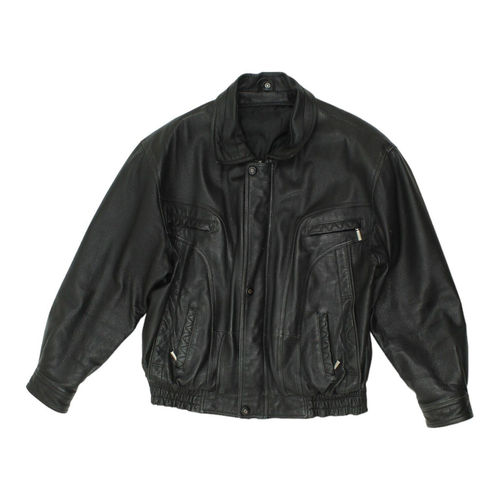 Canada Mens Black Leather Full Zip Motorcycle Jacket | Vintage Biker Gear VTG Vintage Messina Hembry and Second-Hand Messina Hembry from Messina Hembry 