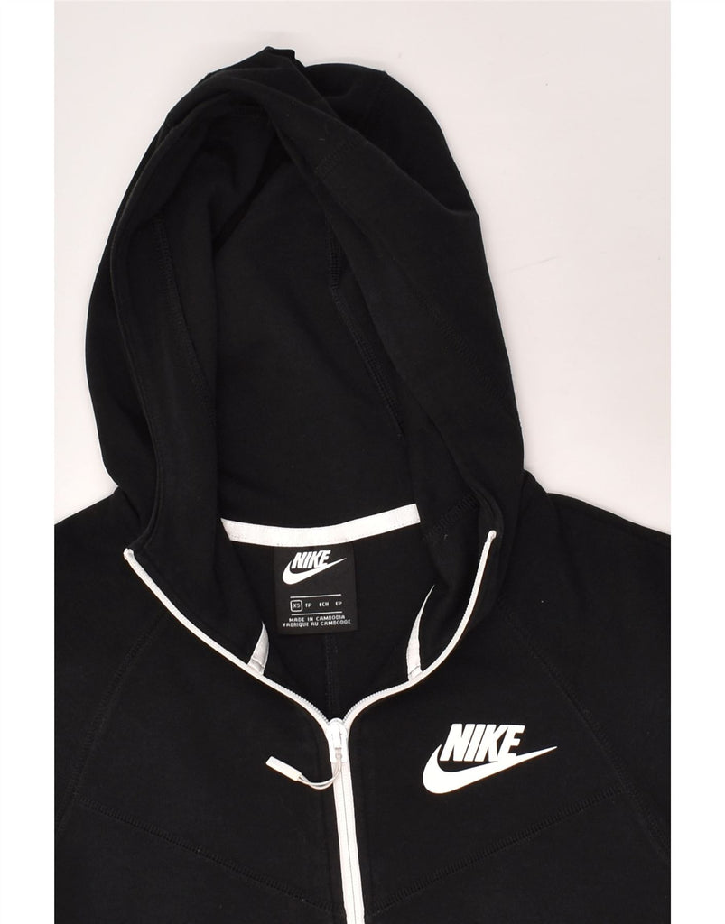 NIKE Womens Zip Hoodie Sweater UK 6 XS Black Cotton | Vintage Nike | Thrift | Second-Hand Nike | Used Clothing | Messina Hembry 