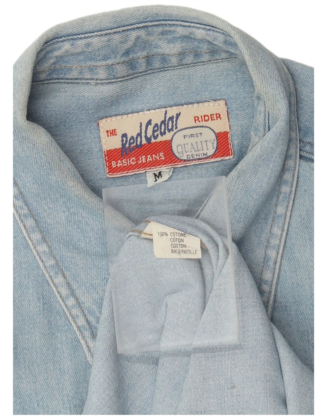 Vintage Mens Denim Shirt Medium Blue Cotton