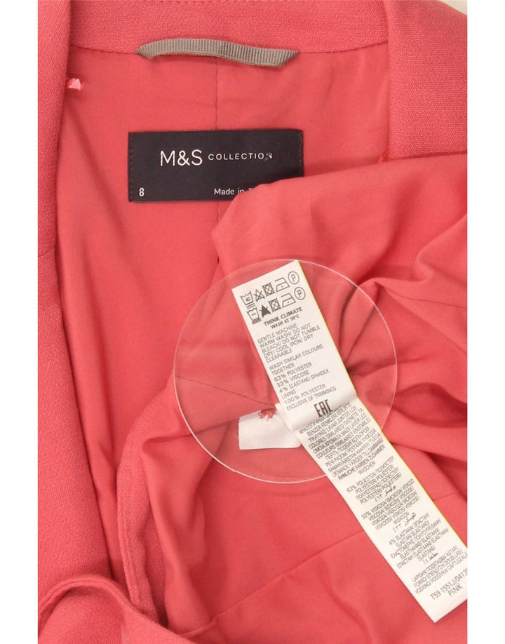Marks & Spencer Womens 1 Button Blazer Jacket UK 8 Small Pink Polyester