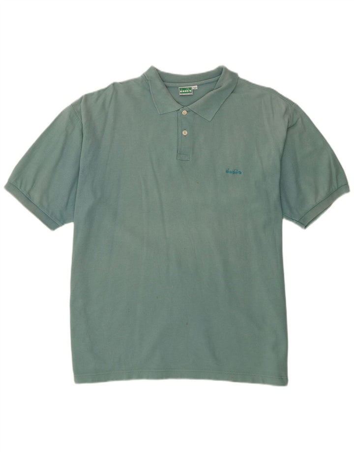Diadora Mens Polo Shirt IT 52 Large Blue Cotton