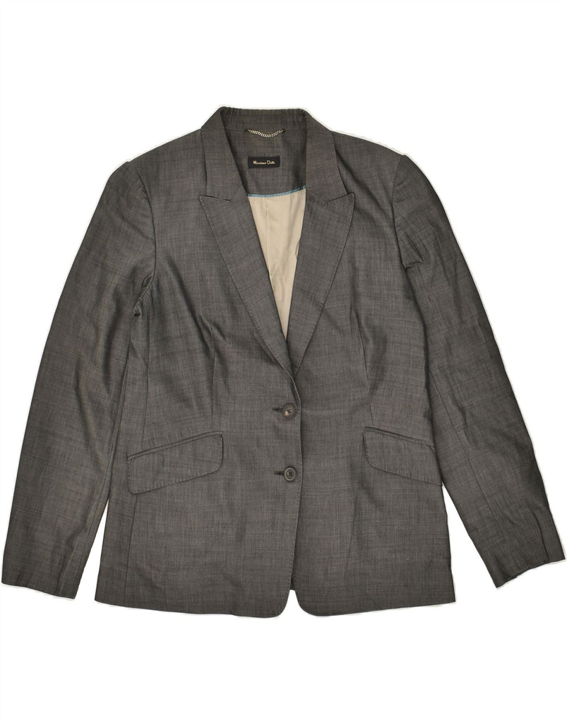 MASSIMO DUTTI Womens 2 Button Blazer Jacket IT 44 Medium Grey Acetate | Vintage Massimo Dutti | Thrift | Second-Hand Massimo Dutti | Used Clothing | Messina Hembry 