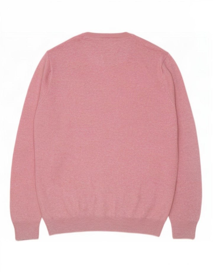 Marks & Spencer Mens Regular Fit Crew Neck Jumper Sweater Large Pink Cotton