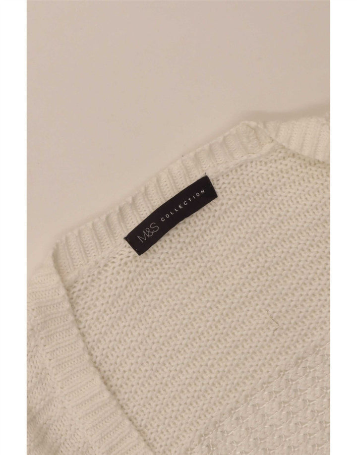Marks & Spencer Womens Open Cardigan Sweater UK 8 Small White