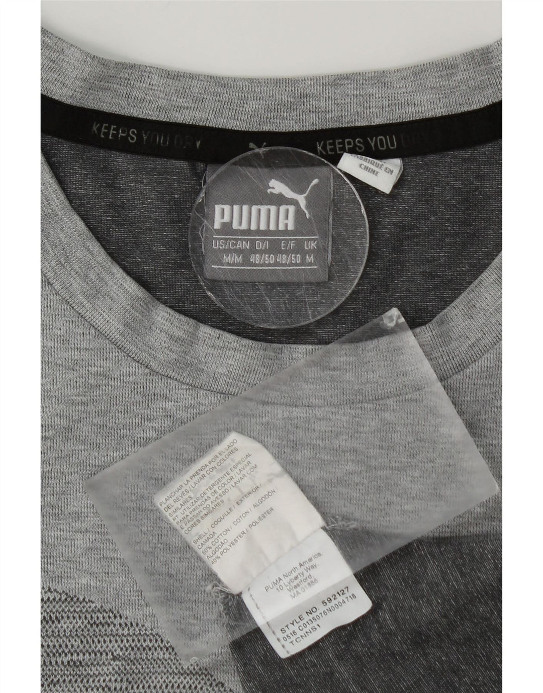 PUMA Mens Graphic T-Shirt Top Medium Grey Cotton